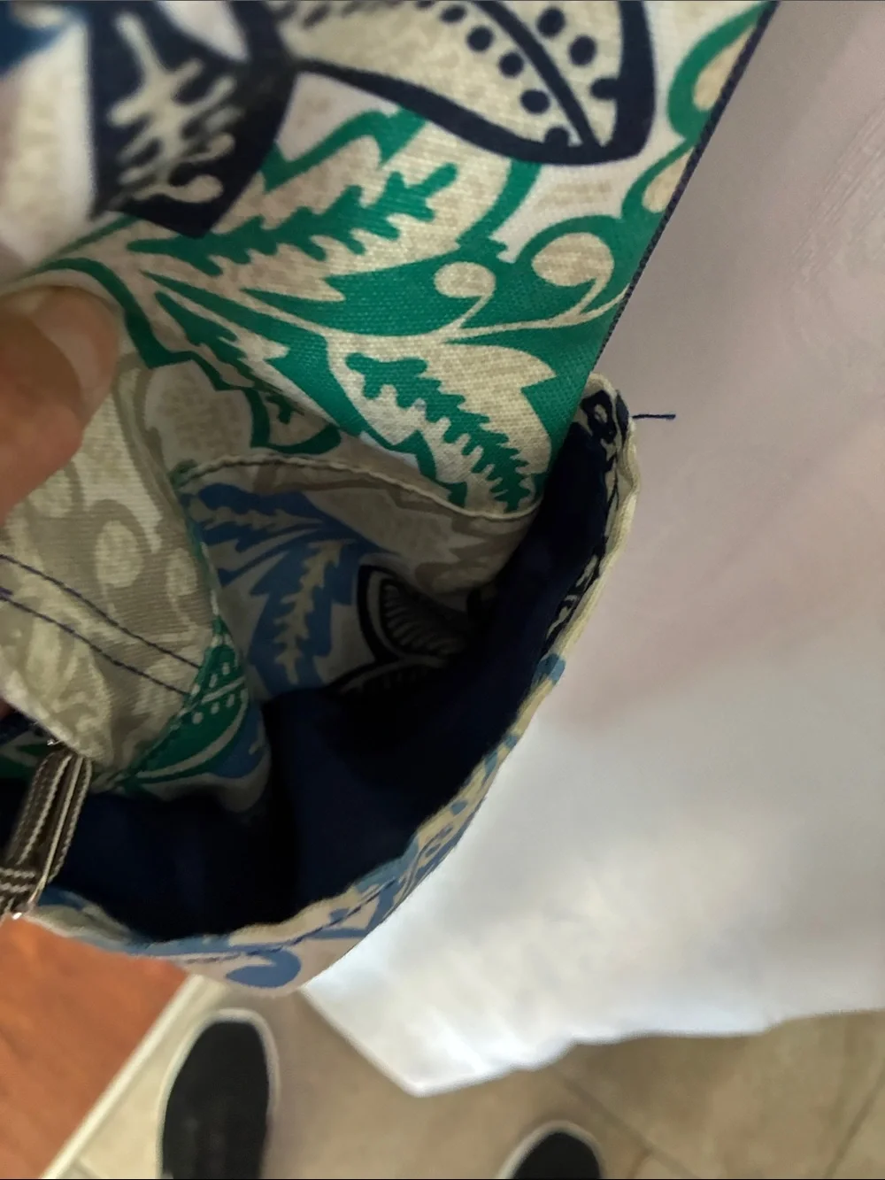 Vera Bradley Green Blue Navy Leaf Print Backpack